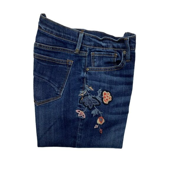 Driftwood Embroidered Floral High Rise Skinny Jeans Womens Size 28 Dark Wash Den - Picture 6 of 12